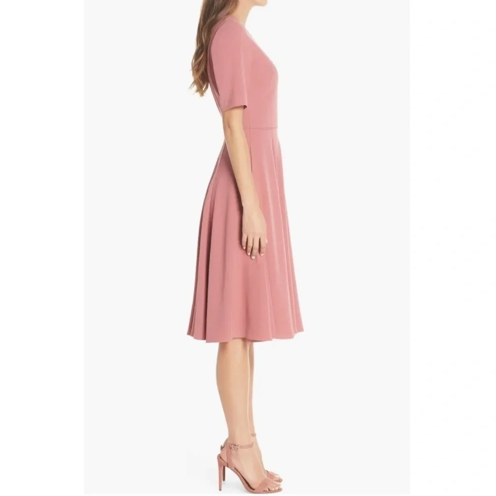 Gal Meets Glam Collection Edith City Crepe Fit & Flare Midi Dress Size 00